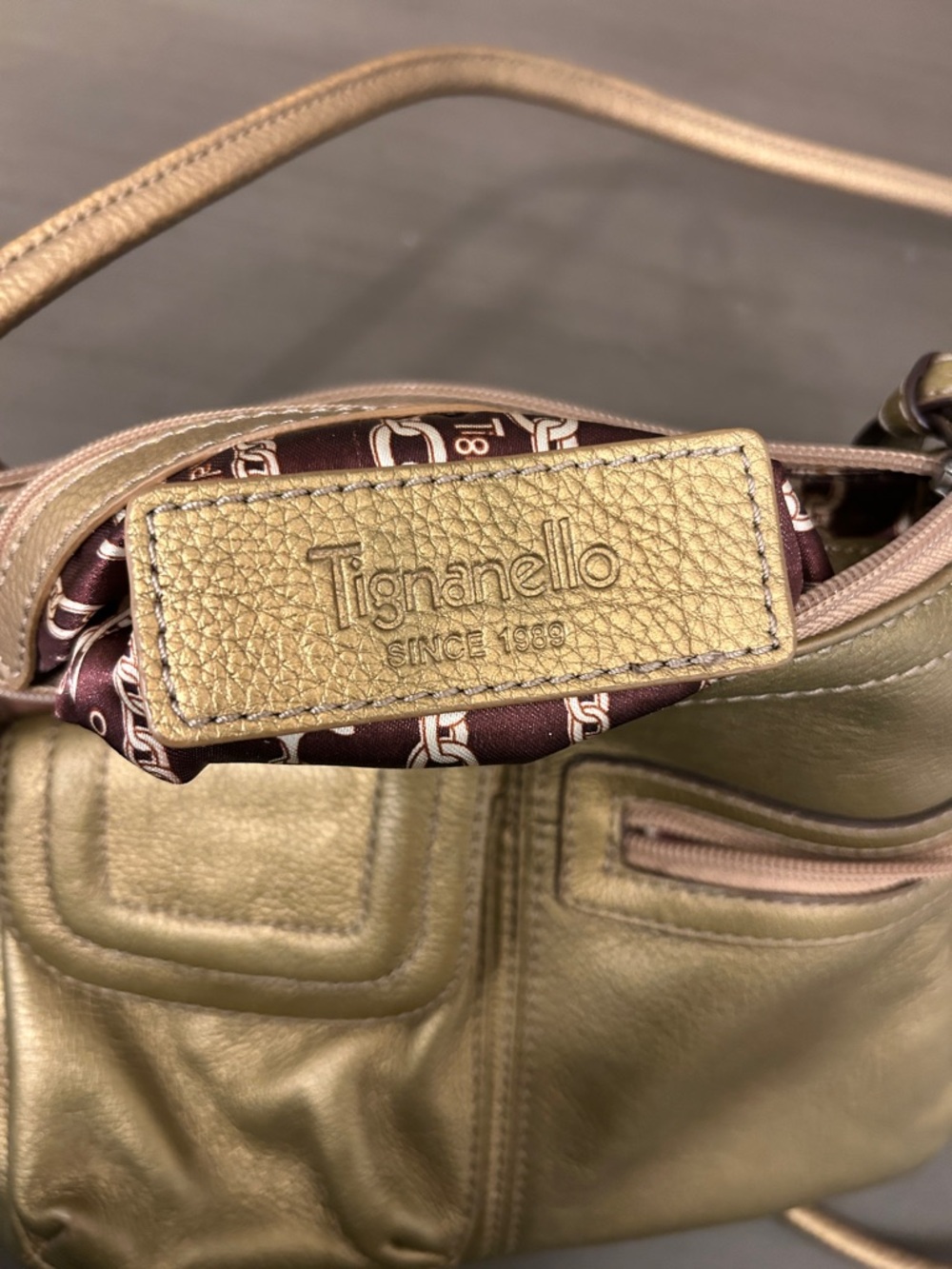 Metallic Gold Crossbody Bag with Front Pocket - Picture 2 of 6